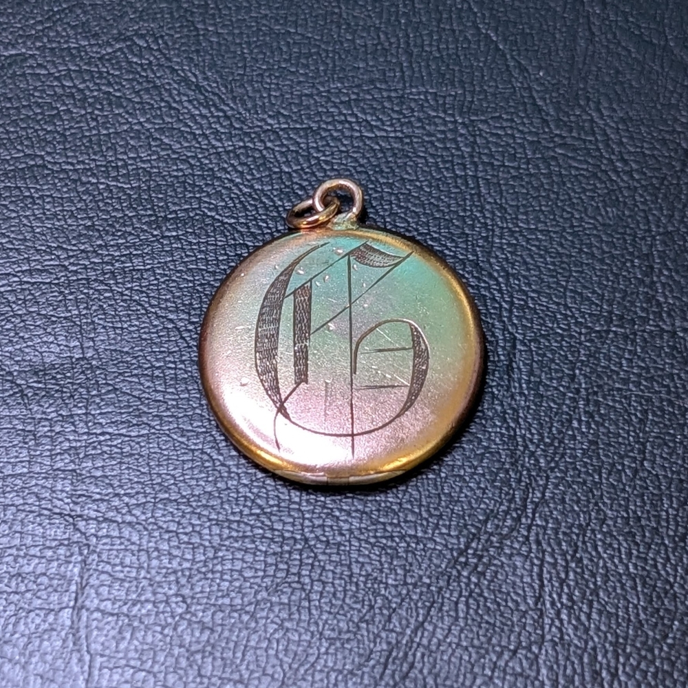 Gold Tone Finish Round Monogram Pendant